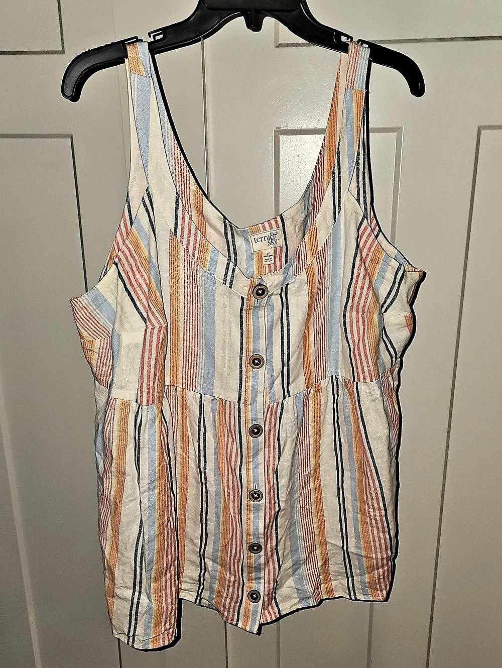 Terra & Sky Striped Button Front Tank Top